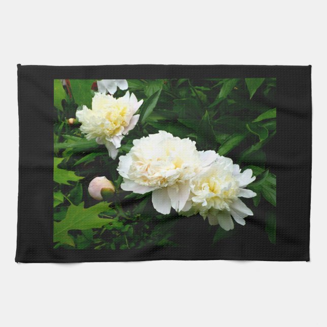 White Peony Trio Kökshandduk (Horisontell)