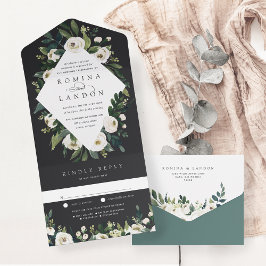 White Peony | Vattenfärg Blommigt Ram Bröllop