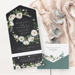 White Peony | Vattenfärg Blommigt Ram Bröllop