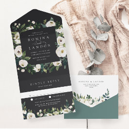 White Peony | Vattenfärg Blommigt Ram Bröllop
