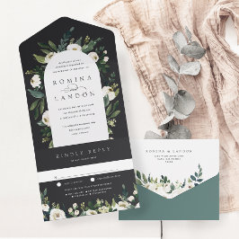 White Peony | Vattenfärgsfärg Blommigt Arch Bröllo
