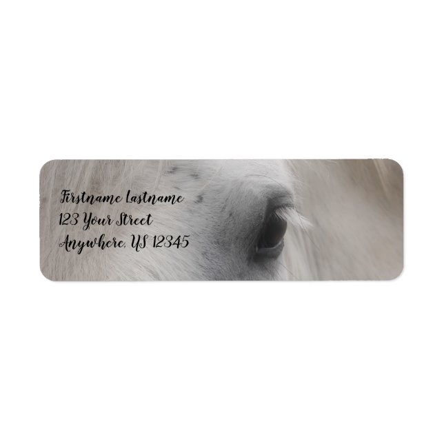 White Percheron Horse Öga Adress Returadress Etikett (Framsidan)