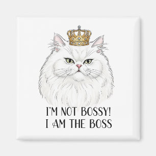 White Persian Cat Funny Bossy-citat Magnet