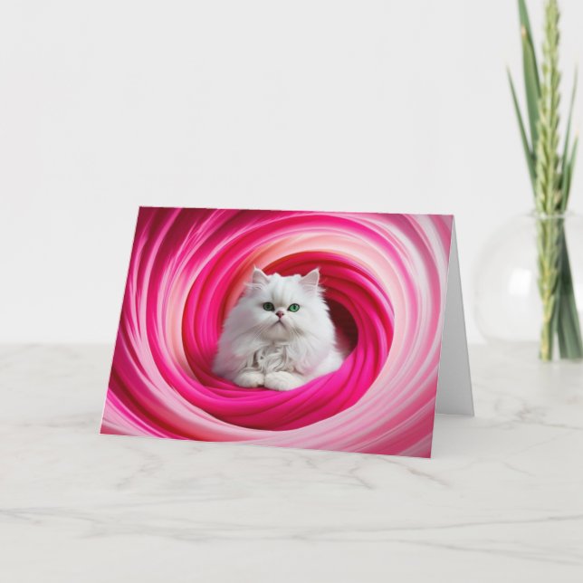 White Persian Cat Gyre Kort (Framsida)