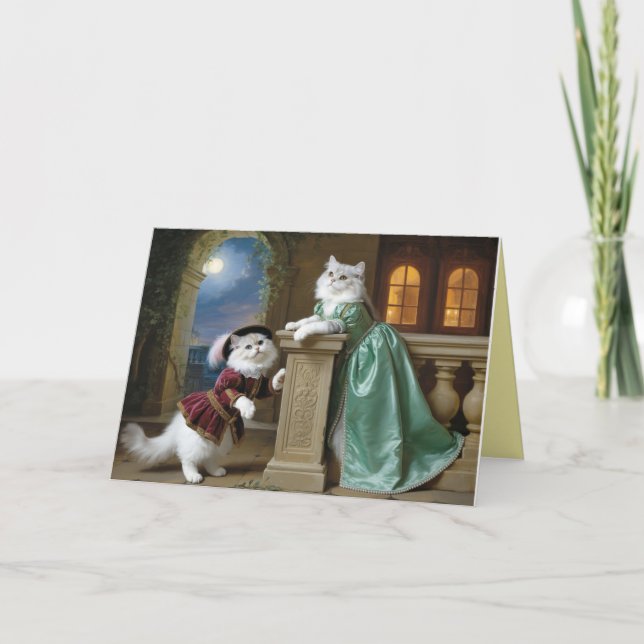 White Persian Cat Valentine Card Helgkort (Framsida)