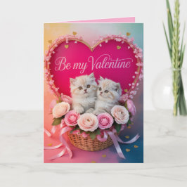 White Persian Cat Valentine's Day Card Helgkort
