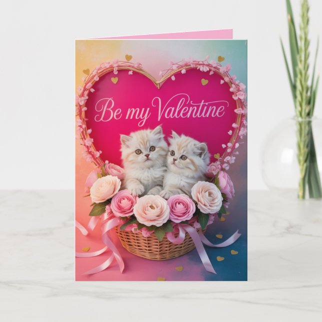 White Persian Cat Valentine's Day Card Helgkort (Framsida)
