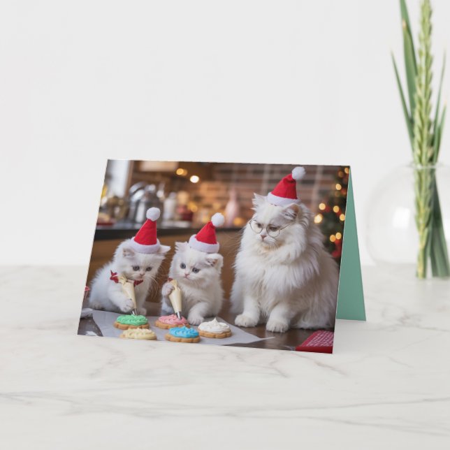 White Persian Christmas Cookies Card Kort (Framsida)