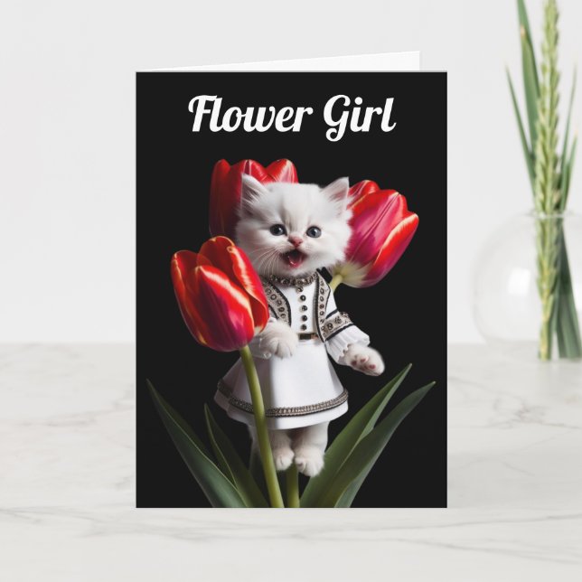 White Persian Flower Girl Kort (Framsida)