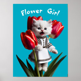 White Persian Flower Girl Poster