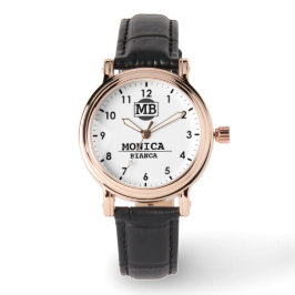 White  Personalized Custom Monogram Minimalist  Armbandsur