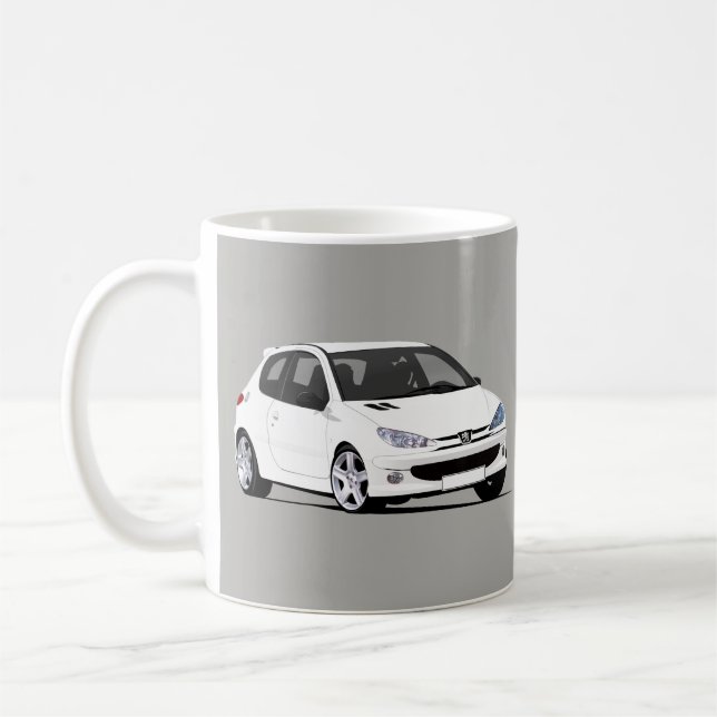 White Peugeot 206 GTi x 2 bilder Kaffemugg (Vänster)