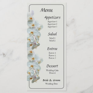 White Phalaenopsis Orchids Bröllop Menu Meny