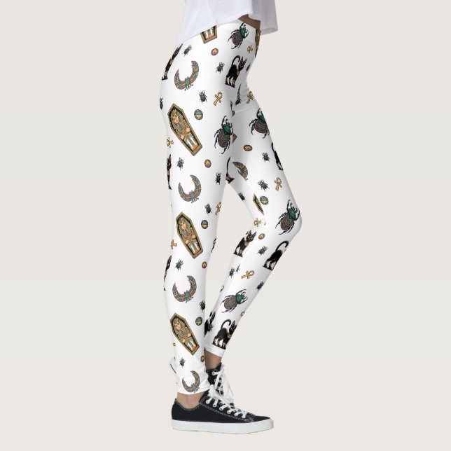 🤍 White Pharaoh Mummy Halloween Tee 🎃 👑 Leggings (Höger)