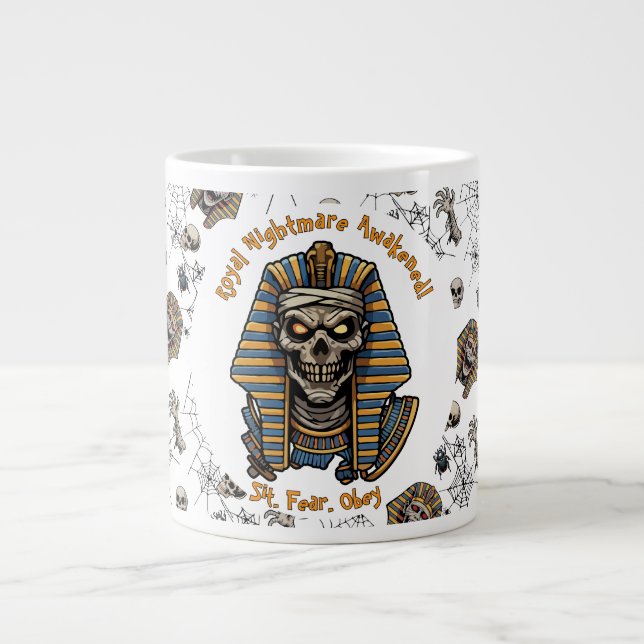 🤍 White Pharaoh Mummy Mugg 🎃 ☕ 👑 Jumbo Mugg (Framsidan)