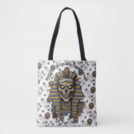 🤍 White Pharaoh Mummy Tote Bag 👑 🎃 Tygkasse