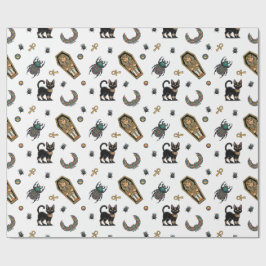 🤍 White Pharaoh Mummy Wrapping Papper 🎃 👑 Presentpapper