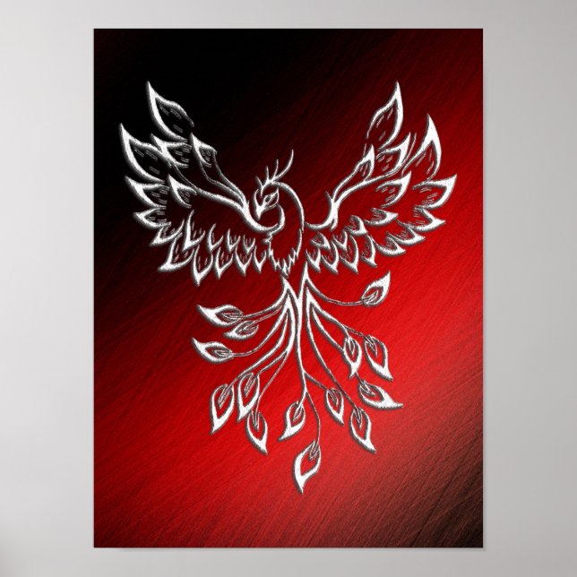 White Phoenix Rises Red n Black Ashes Poster (Framsidan)