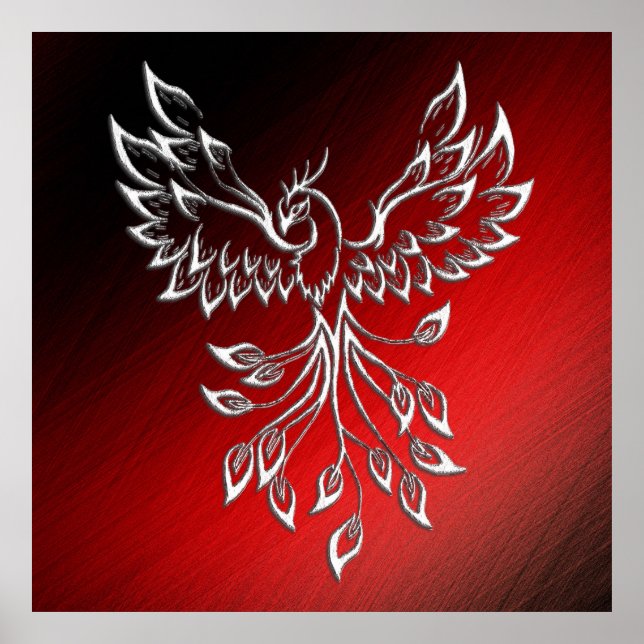 White Phoenix Rises Red n Black Ashes Poster (Framsidan)