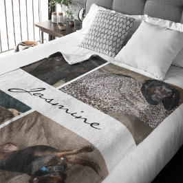 White Photo Collage | Ull Hund Blanket Fleecefilt