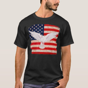White Pigeon Bird USA flagga Patriotic 4:e juli T Shirt