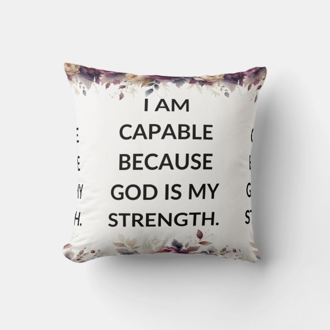 White pillow with a simple religious quote kudde (Framsida)