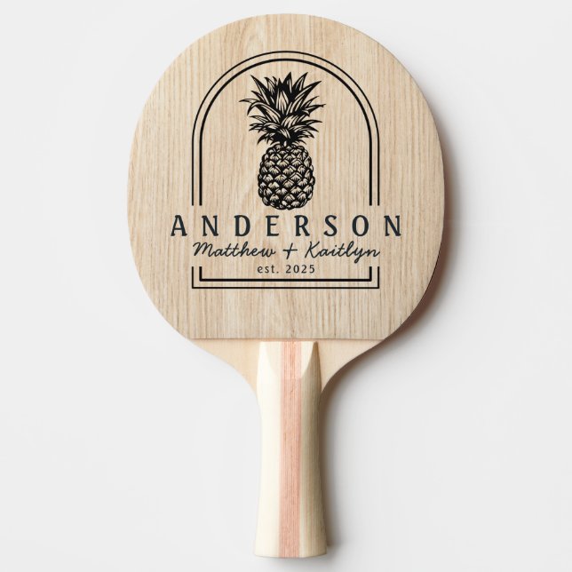 White Pine Ananas Bröllopsbåge & Namn Pingisracket (Framsidan)