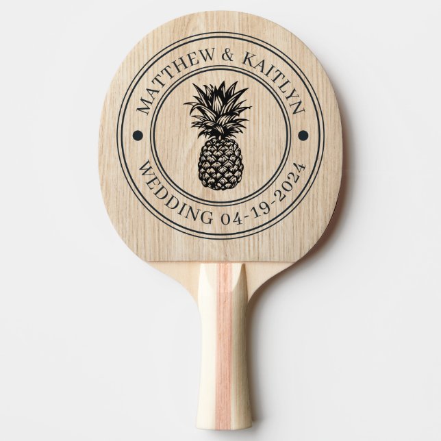 White Pine Ananas Bröllopskam & Namn Pingisracket (Framsidan)