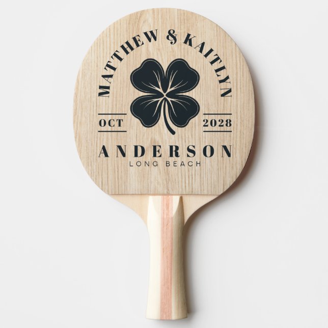 White Pine Irish Lucky Clover Wedding Crest Pingisracket (Framsidan)