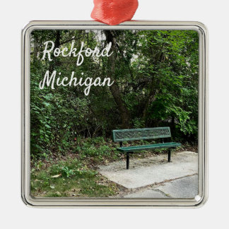 White Pine Promenadväg Bänk Rockford Michigan Julgransprydnad Metall