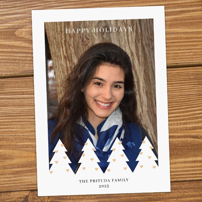 White Pine Trees Holiday Photo Card Julkort (Skapare uppladdad)