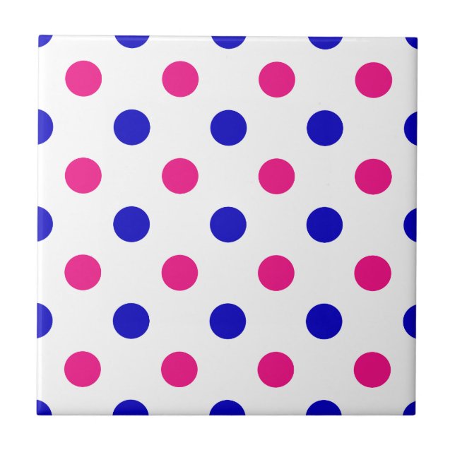 White Pink Blue Polka Dot Pattern Kakelplatta (Framsidan)