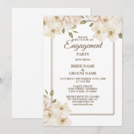 White Pink Floral Greenery Modern Engagement Party Inbjudningar