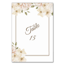 White Pink Floral Greenery Modern Wedding Party Bordsnummer