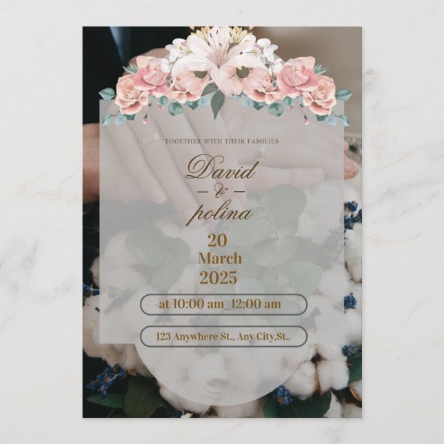 White Pink Flower Decoration Wedding Invitation Inbjudningar (Framsida)