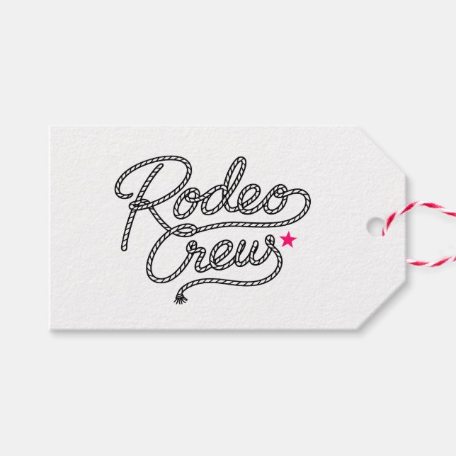 White Pink Rodeo Crew Sjungbrudsfest Presentetikett (Framsidan (Horizontal))
