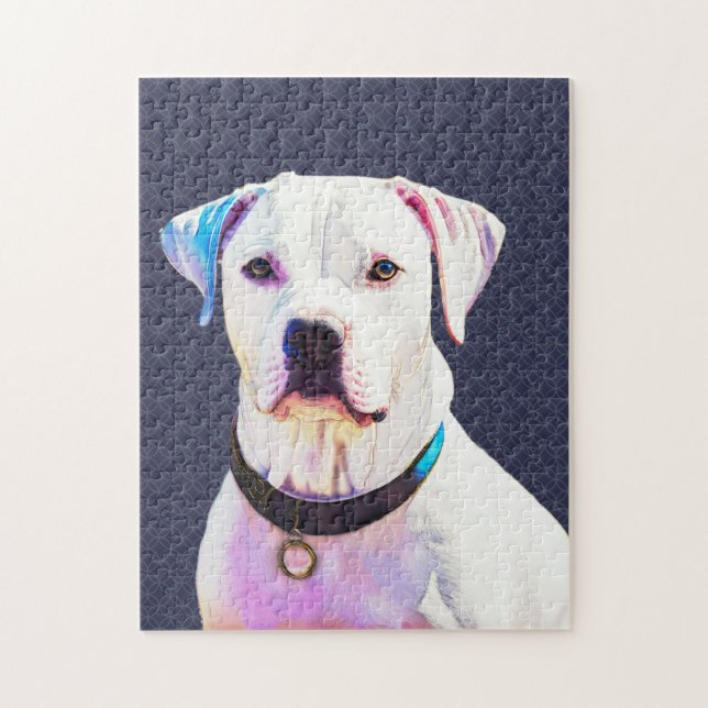 White Pit Bull Dog Graphic Art Puzzle Pussel (Vertikal)
