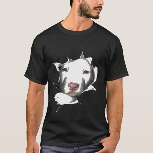 White Pitbull Ansikte Inside - New T Shirt (Framsida)