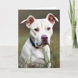 White Pitbull Birthday Kort