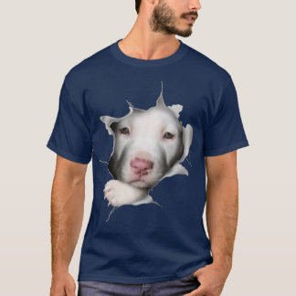 White Pitbull Face Inside Funny T Shirt