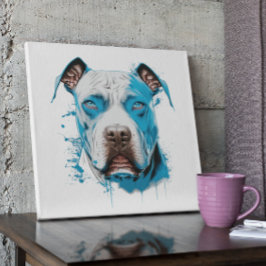 White Pitbull med Blue Ögon Poster