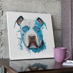 White Pitbull med Blue Ögon Poster