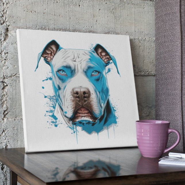 White Pitbull med Blue Ögon Poster (Skapare uppladdad)