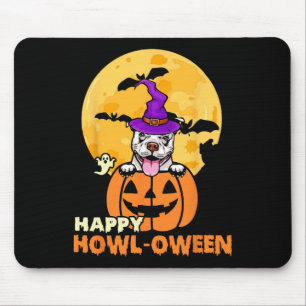 White Pitbull Witch Hund älskare Happy halloween Musmatta