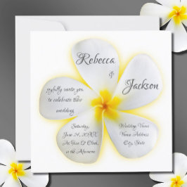 White Plumeria Flower med Gult, Bröllop, Inbjudningar