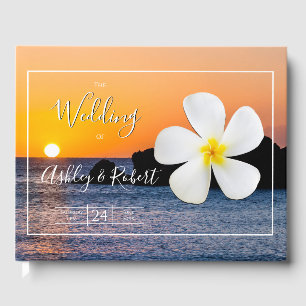 White Plumeria Flower with Golden Sunset, Bröllop Gästböcker