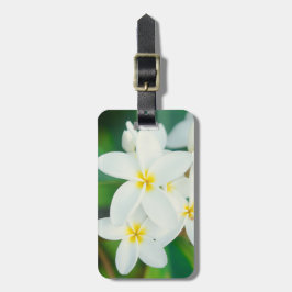 White Plumeria Luggage Tag Bagagebricka