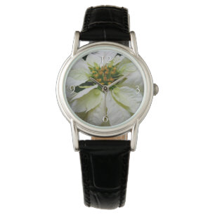 White Poinsettia Elegant Helgdag Blommigt jul Armbandsur