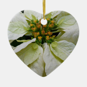 White Poinsettia Elegant Helgdag Blommigt jul Julgransprydnad Keramik