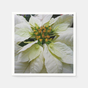 White Poinsettia Elegant Helgdag Blommigt jul Pappersservett